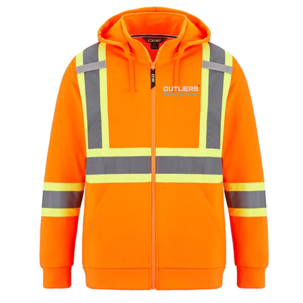 Embroidered Hi-Vis Full Zip Hooded Sweatshirt w/ Detachable Hood Thumbnail