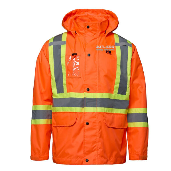 Embroidered Full Length HI-VIZ Raincoat with Detachable Hood Thumbnail